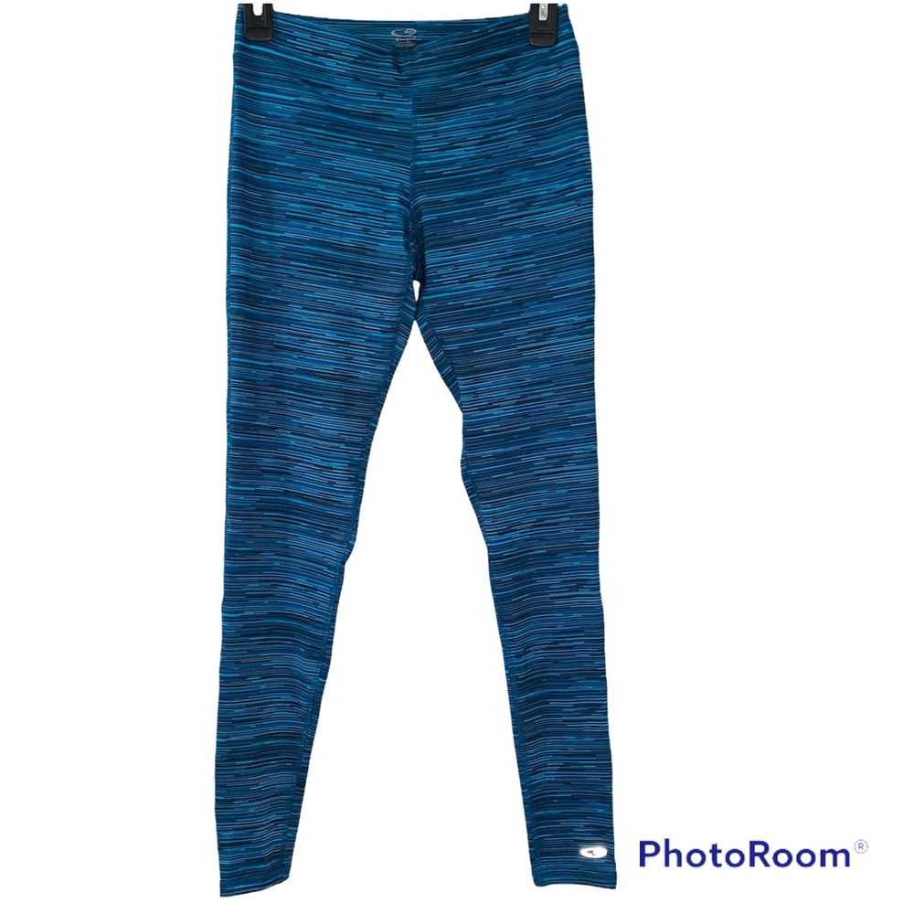 C9 by Champion Bright Blue Black Stripe Workout Exercise Leggings - Size Small